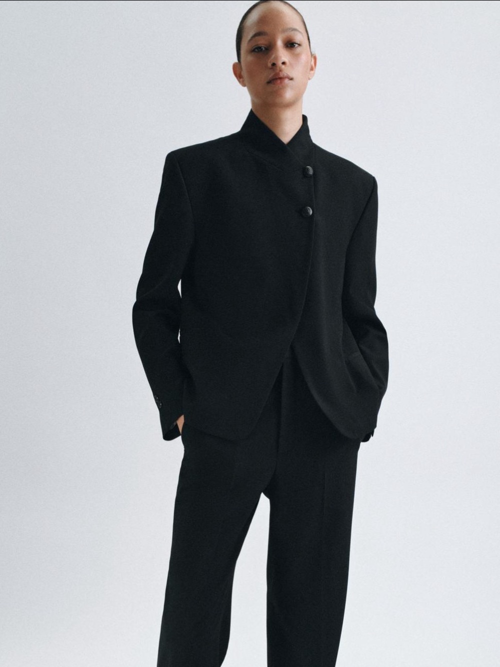 Zara High Collared Button Blazer